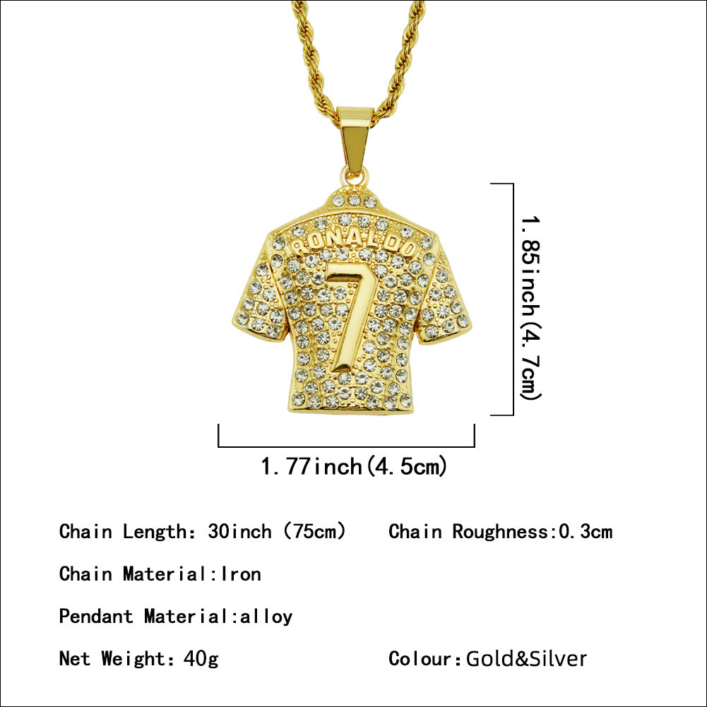 Hip Hop  #7 Jersey Pendant 3D Men's Necklace Jewelry