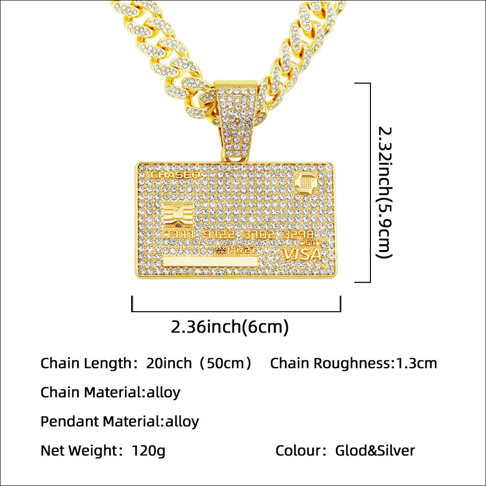 Hip Hop America Dollar Money Pendant Bankcard Necklace Jewelry for Woman Men