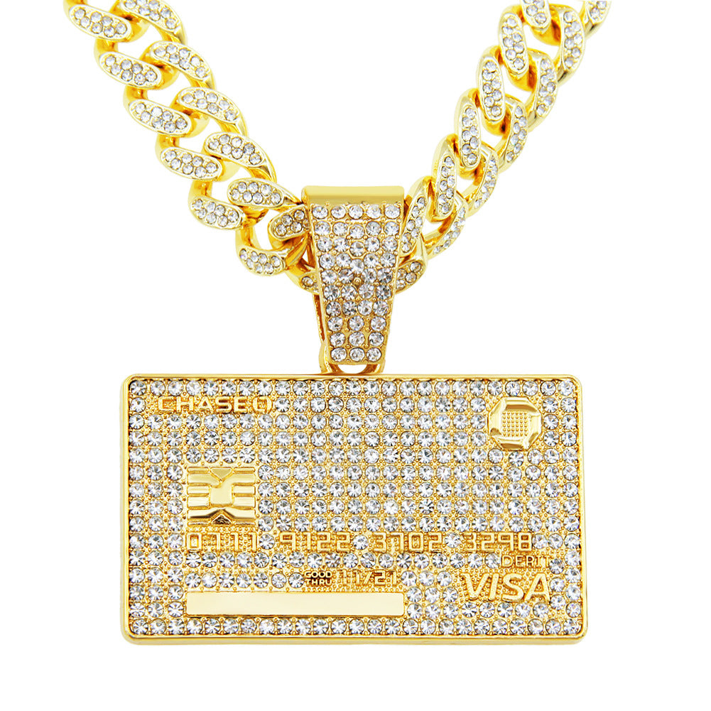 Hip Hop America Dollar Money Pendant Bankcard Necklace Jewelry for Woman Men