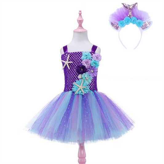 Girls Princess Mermaid Costume Kids Tutu Dress Party Birthday Fancy Dress Outfit