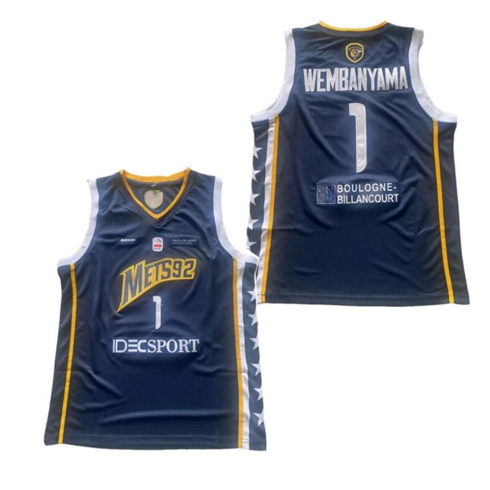 Victor Wembanyama #1 Mets France Basketball Jersey DarkBlue Purple White 3 Colors