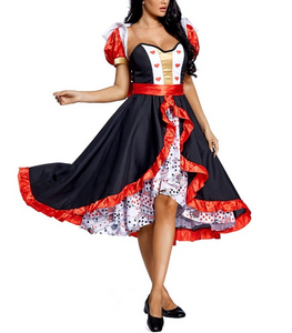 Women Queen of Hearts Costume Adult Wonderland Halloween Cosplay Fancy Dress