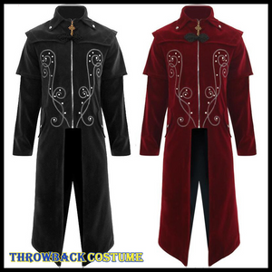 Men's Steampunk Vintage Medieval Tailcoat Jacket Retro Gothic Victorian Frock Coat Uniform Halloween Cosplay Costume
