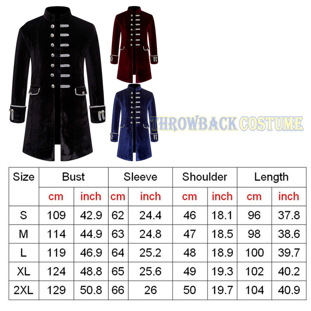 Men's Steampunk Vintage Medieval Tailcoat Jacket Retro Gothic Victorian Frock Coat Uniform Halloween Cosplay Costume