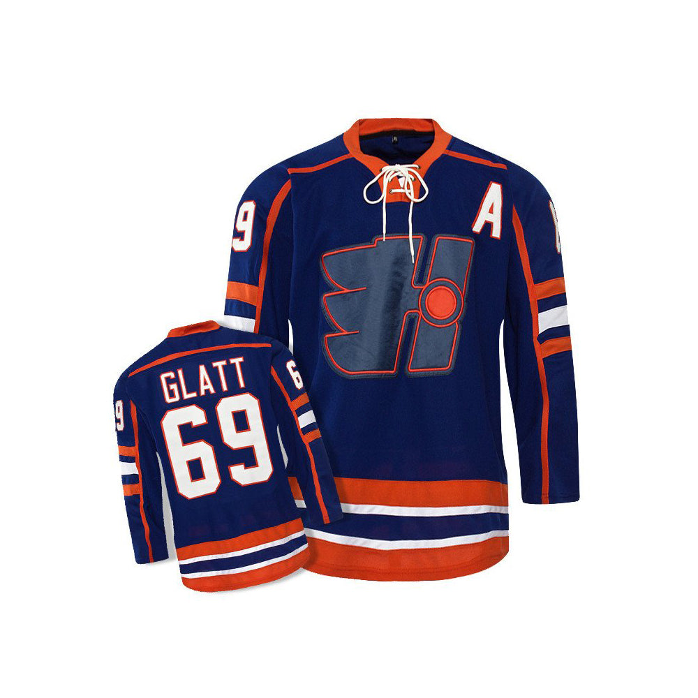 Doug "The Thug " Glatt  #69 GOON Jersey GOON Movie Hockey Jersey Blue