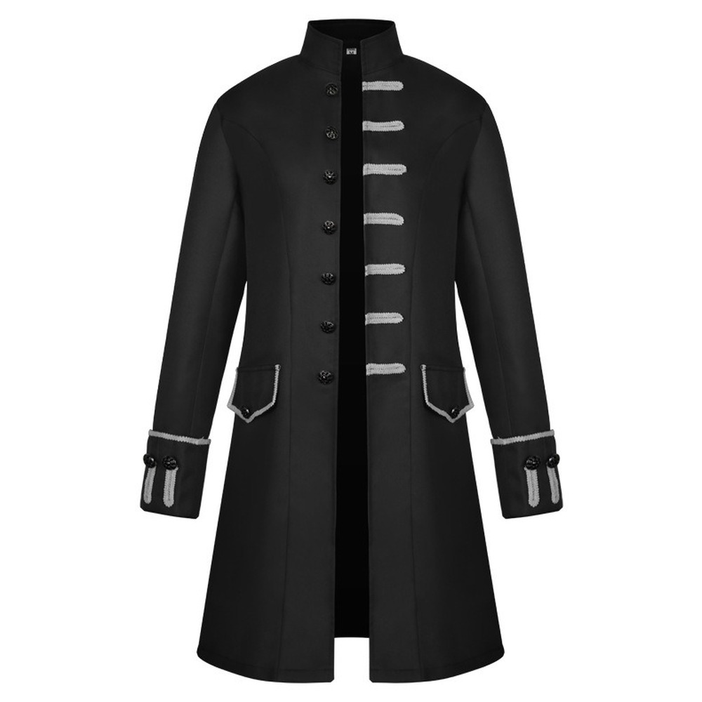 Men Medieval Renaissance Steampunk Coat Vintage Gothic Jacket Halloween Costume