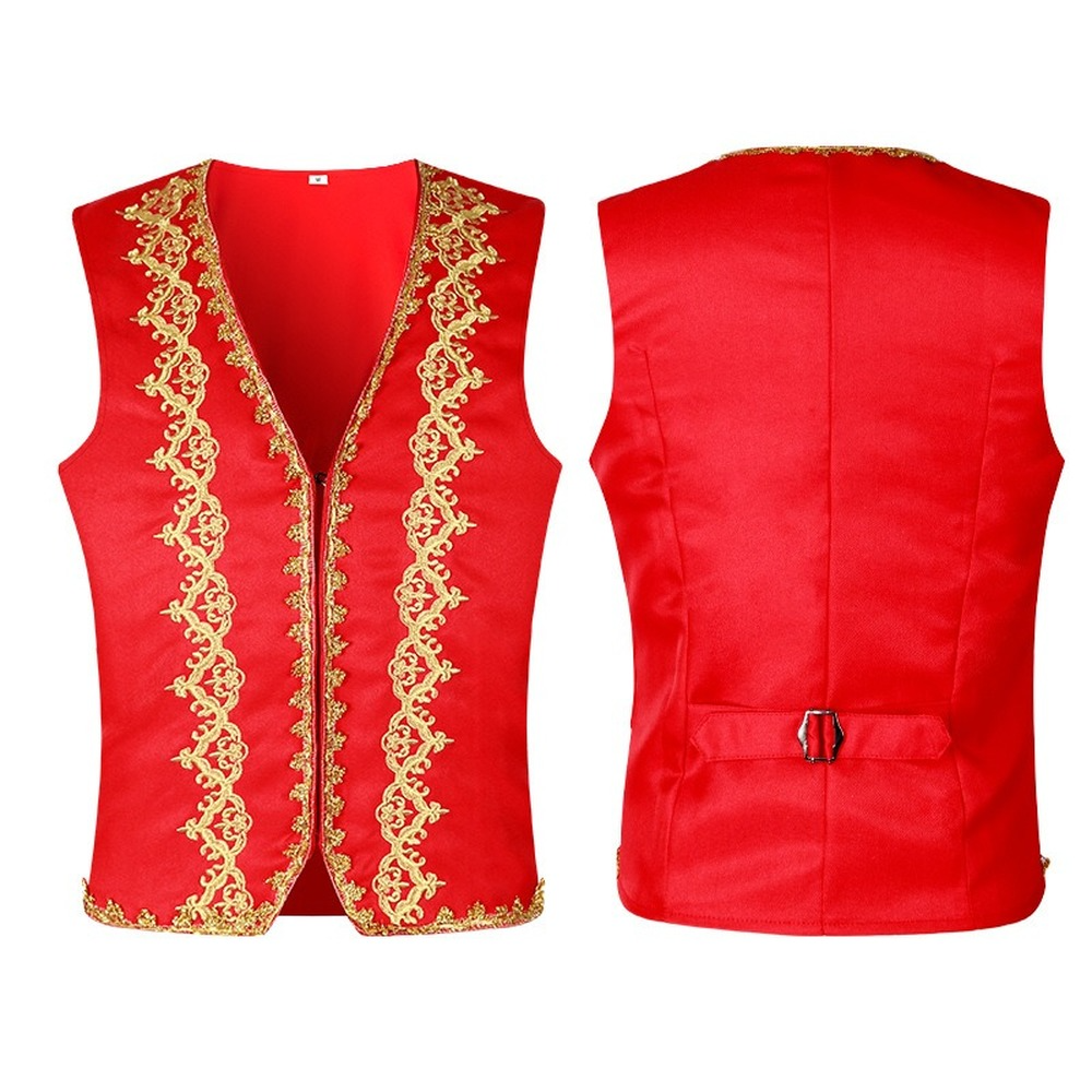 Men Medieval Vest Waistcoat Gothic Steampunk Victorian Prince Halloween Costume