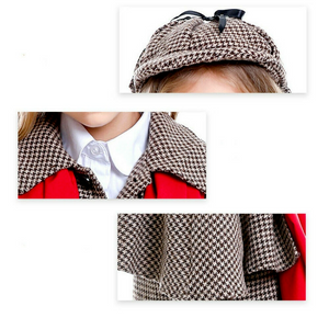 Child Detective Costume Boys Girls Book Week Cosplay Coat + Hat + Glasses