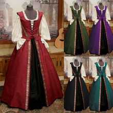 Load image into Gallery viewer, Women Retro Medieval Victorian Maxi Dress Halloween Party Renaissance Costume