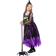 Load image into Gallery viewer, Girls Witch Costume Halloween Party Fancy Dress Kids Wizard Queen Cosplay Outfit