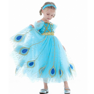 Girls Princess Jasmine Costume Kids Halloween Party Fancy Dress Up Birthday Gift