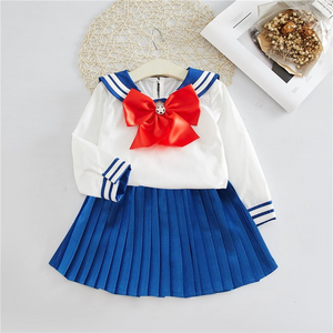 Girls Navy Sailor Costume Child Halloween Long Sleeve School Uniform Fancy Dress