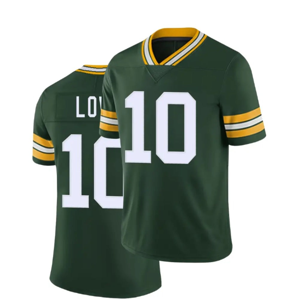 Men's  Jordan Love #10 Green Game America Football Jersey