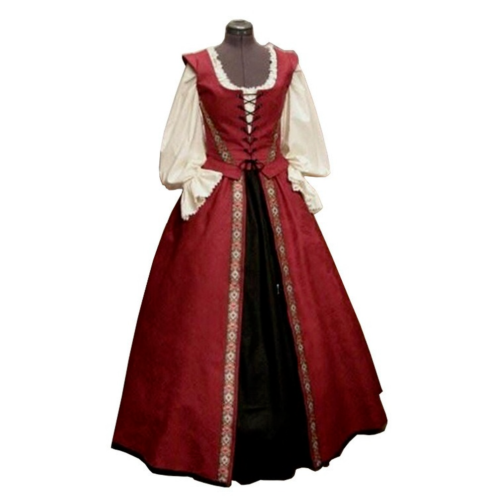 Women Retro Medieval Victorian Maxi Dress Halloween Party Renaissance Costume