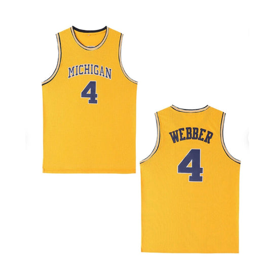 Retro Vintage Throwback Chris Webber #4 Michigan Basketball Jersey College Two Colors