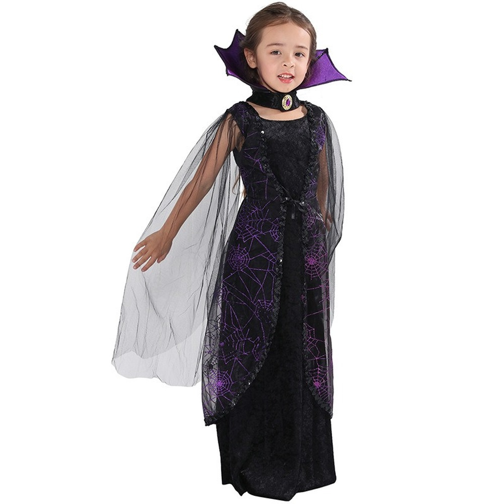 Girls Witch Costume Kids Halloween Cosplay Fancy Dress Up Party Outfit