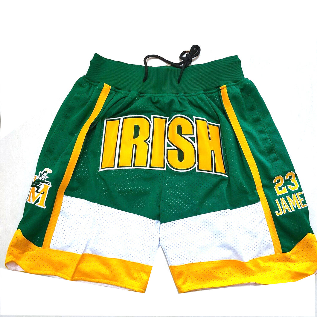 Irish Basketball Shorts James #23 Sports Pants with Pockets for Daily Wear