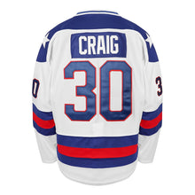 Load image into Gallery viewer, 1980 USA Olympic Miracle on Ice Hockey Jersey JIM CRAIG #30 Blue And White