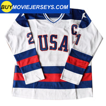 Load image into Gallery viewer, 1980 USA Olympic Miracle on Ice Hockey Jersey MIKE ERUZIONE #21 Blue And White