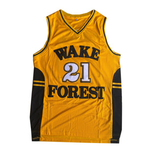 Tim Duncan #21 Wake Forest Basketball Jersey College BLACK/WHITE/YELLOW