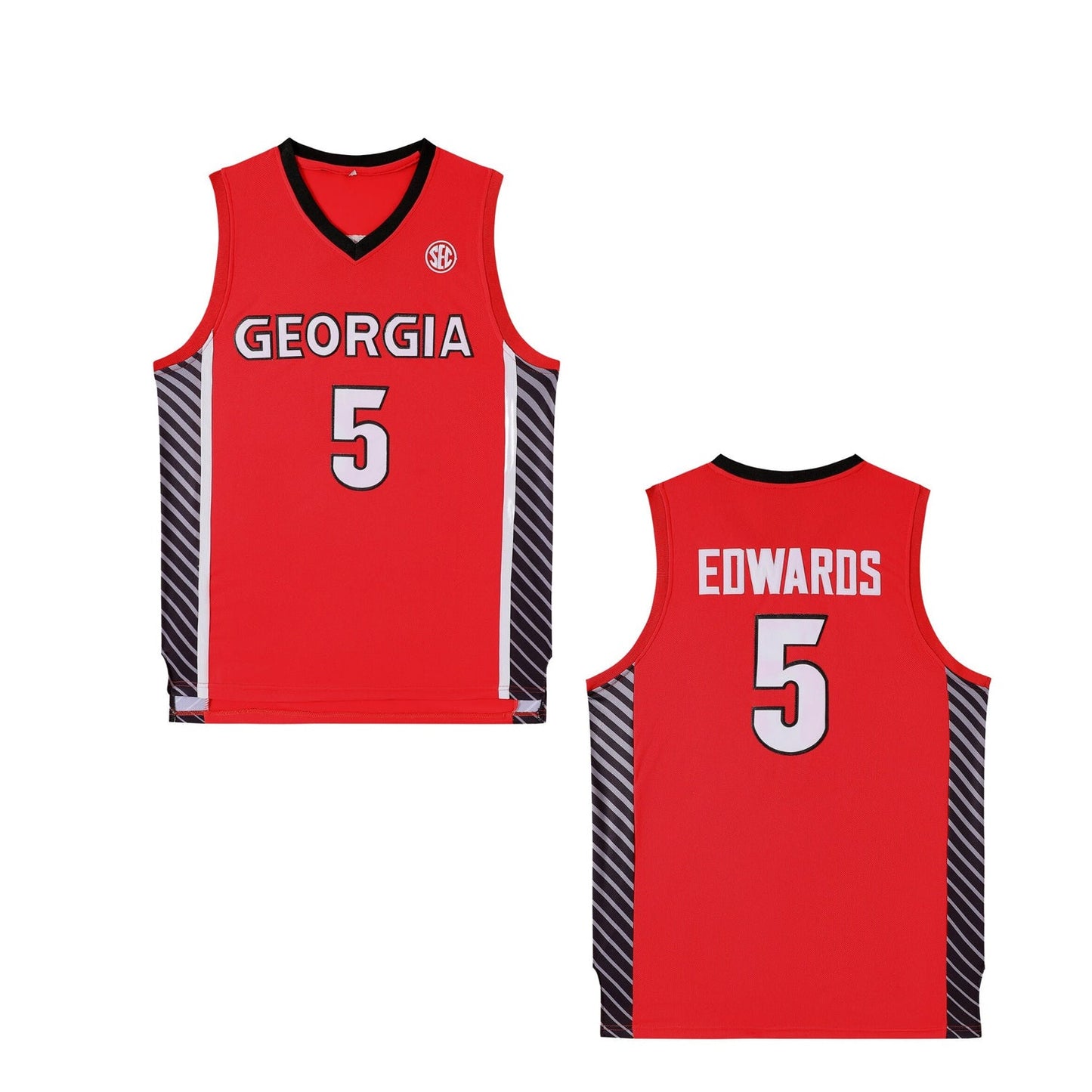 Anthony Edwards #5 University of Georgia Basketball Jersey College - Red/Black Embroidered