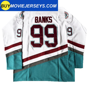 The Mighty Ducks Movie Hockey Jersey Adam Banks  # 99 Forward White Color
