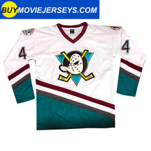 Load image into Gallery viewer, The Mighty Ducks Movie Hockey Jersey Fulton Reed  # 44 Defenseman White Color