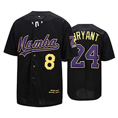 Kobe Bryant Mamba Jersey 8/24 Stitched Baseball Jersey Black Color