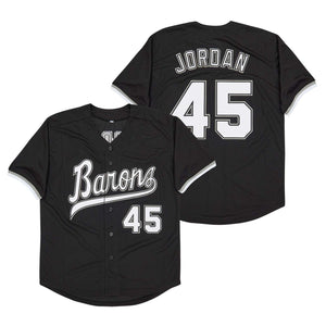 Michael Jordan Birmingham Barons #45 Button Down Baseball Jersey - Black
