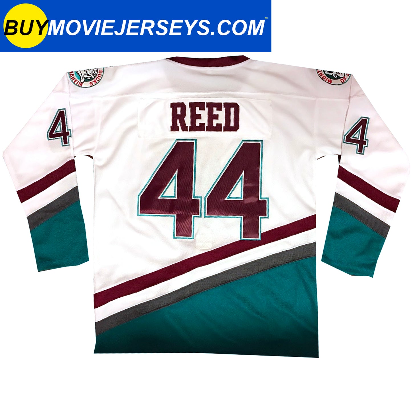 The Mighty Ducks Movie Hockey Jersey Fulton Reed  # 44 Defenseman White Color