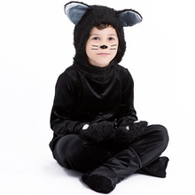 Load image into Gallery viewer, Kids Black Cat Costume Animal Zoo Party Boys Girls Jumpsuit Halloween Cosplay