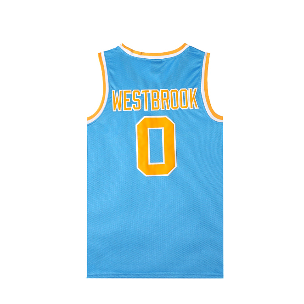 Retro Throwback  RUSSELL WESTBROOK #0 UCLA COLLEGE BASKETBALL JERSEY Blue