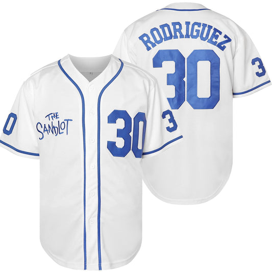 The Sandlot Benny Rodriguez #30 Men Stitched Movie Baseball Jersey White Color