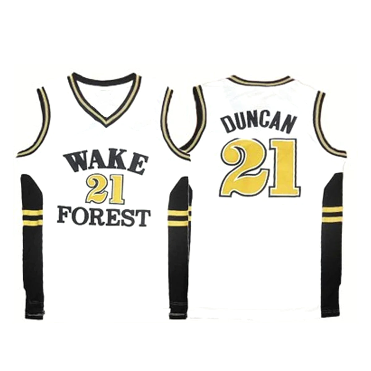 Tim Duncan #21 Wake Forest Basketball Jersey College BLACK/WHITE/YELLOW