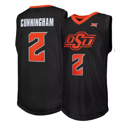 Cade Cunningham #2 Oklahoma State Basketball Jersey  OSU Throwback Jerseys -Black