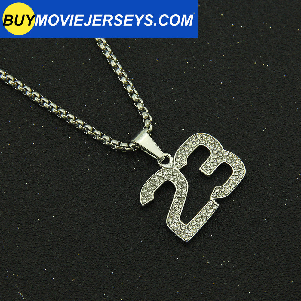 Hip Hop Plated Diamond 23rd Digital Number Pendant Alloy Necklace