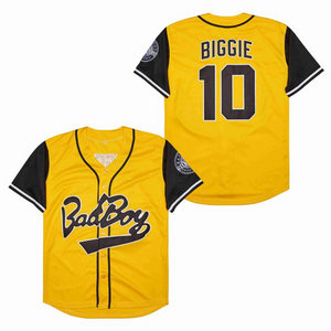 Biggie Smalls Bad Boy Baseball Jersey #10 Yellow Color