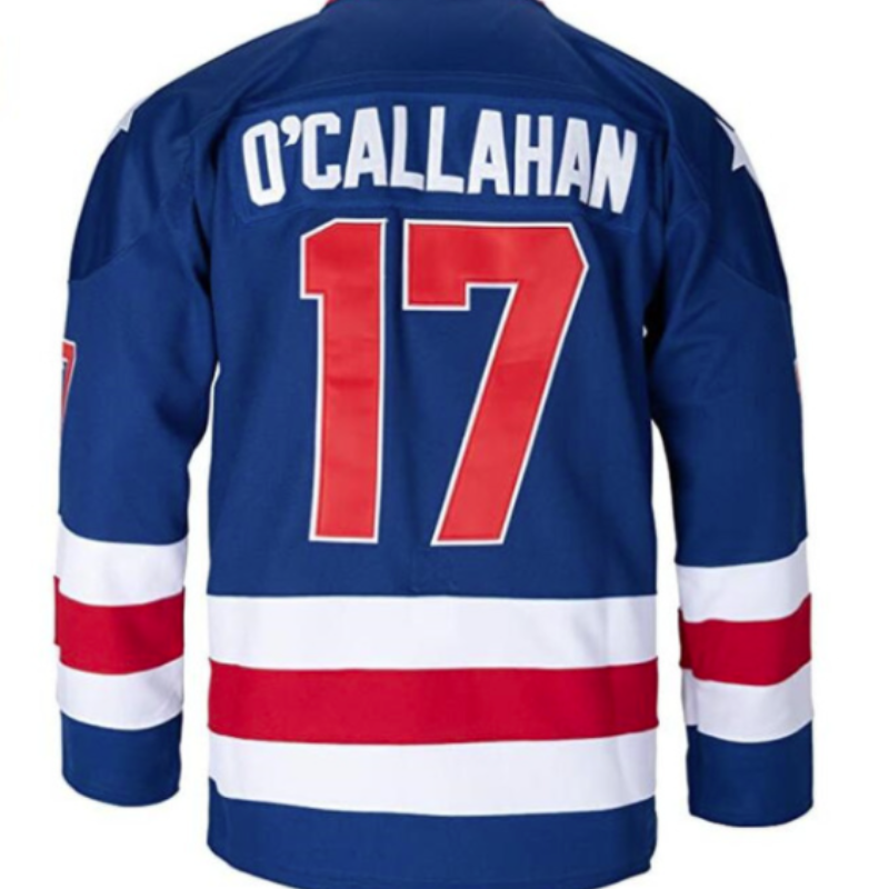 1980 USA Olympic Miracle on Ice Hockey Jersey JACK O'CALLAHAN  #17 Blue And White