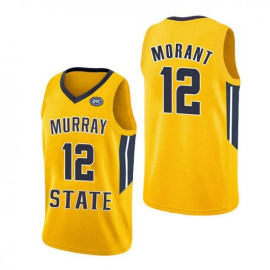 Ja Morant #12 Murray State Basketball Jersey Yellow White DarkBlue 3 Colors