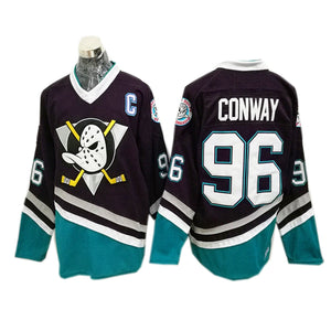 The Mighty Ducks Movie Hockey Jersey #96 Charlie Conway Purple Color
