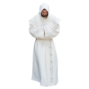Mens Medieval Friar Hooded Robe Monk Renaissance Costume Halloween Cosplay S-4XL